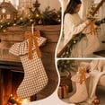 thumbnail image 5 of Plaid Ruffle Christmas Stockings, Vintage Checkered Stocking with Velvet Bow for Fireplace Mantel Decor, Holiday Gift Socks Set for Home, 18in, 5 of 7