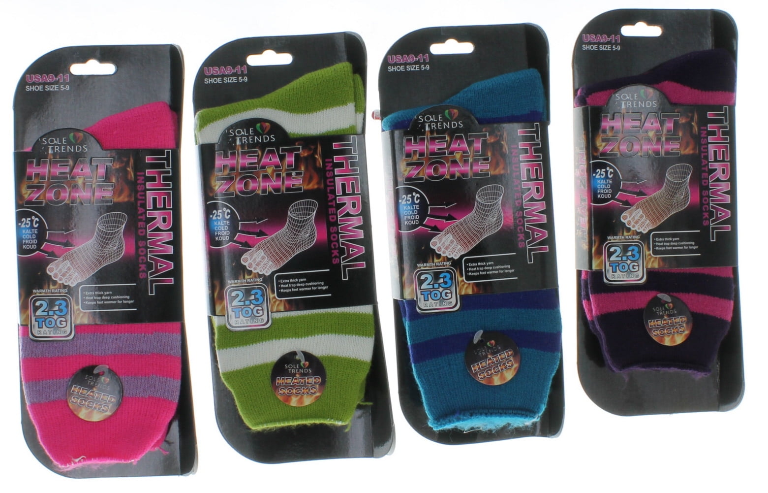 4 Pairs Womens Thermal Insulated Socks Size 9 11 Ladies Heat Zone 2 3 Tog Rating Walmart Com