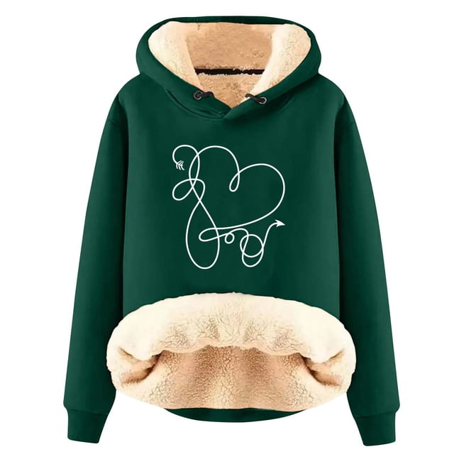 Prix Réduit! Aqestyerly Sweat à Capuche Mode pour Femmes Col Rond Imprimé Amusant pour la Saint-Valentin