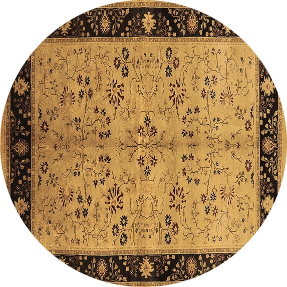 Ahgly Company Indoor Round Oriental Brown Traditional Area Rugs, 6' Round