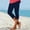 Navy, variant on Wovilon Women's High Waist Capri Leggings with Curved Hem, Solid Color Stretch Cropped Pants, Slim Fit Workout Bottoms for Summer and Daily Wear