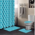 thumbnail image 1 of FMSHPON Simple 4 Piece Bathroom Set Shower Curtain Bath Rug Contour Mat and Toilet Lid Cover, 1 of 8