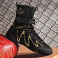 thumbnail image 3 of Men's High Top Boxing Wrestling Shoes Lightweight Breathable Mesh High Ankle Support Non Slip Rubber Sole Professional Combat Sports Gym Training Sneakers, 3 of 9