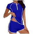 thumbnail image 2 of Neewe Women's Two Piece Rash Guard Short Sleeve Swim Shirts UPF 50+ Built in Bra Swimsuit with Boyshorts with Pockets, 2 of 5