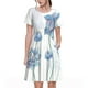 thumbnail image 1 of Fotbe Pale Blue Lotus Flowers Vestido Largo de Moda para Mujer, Vestido Tipo Camiseta con Manga Corta y Estilo Casual a Rayas y Bloques de Color, 1 of 6