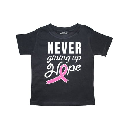 

Inktastic Breast Cancer Awareness Never Giving up Hope Gift Toddler Boy or Toddler Girl T-Shirt