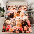 thumbnail image 2 of Castle Fairy Cartoon Floral Cats Twin Sheet Sets for Kids Children,Vintage Flowers Bedding, 2 of 7