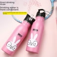 thumbnail image 3 of Kids' 304 Stainless Steel Sports Water Bottle with Straw - Safe, Durable & Stylish Handy Cup for Active Children, School, Sports & Daily Hydration – Pink Rabbit Design (K601), 3 of 6