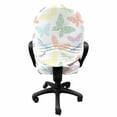 thumbnail image 3 of Dragonfly Office Chair Slipcover, Colorful Different Sized Speckled Butterfly and Dragonfly Wings Image, Protective Stretch Decorative Fabric Cover, Standard Size, Multicolor, by Ambesonne, 3 of 5