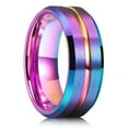 thumbnail image 3 of Simple 8mm Rainbow Color Stainless Steel Rings For Men Women Colorful Matte Brushed Men Rings Wedding Band Jewelry Drop Shipping StyleF 6, 3 of 5
