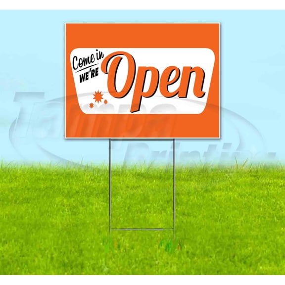 Open Vintage (18" x 24") Yard Sign, Includes Metal Step Stake