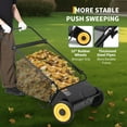 thumbnail image 4 of Balayeuse à Gazon Poussée de 26 Pouces, Balayeuse d'Herbe de Grande Capacité 7 Pi3, Collecteur de Feuilles avec Hauteur Réglable et 4 Brosses à Rotation Rapide – Roues Noir + Jaune / Jaune+noir / Orange+noir / Vert+noir / Noir, 4 of 7