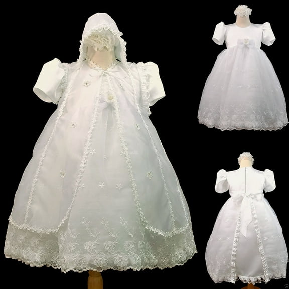 NEW INFANT GIRL & TODDLER CHRISTENING BAPTISM FORMAL DRESS white new born- 30 M