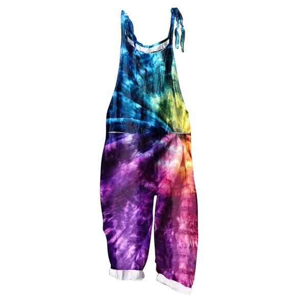 lcziwo One Piece Jumpsuits for Women Summer Casual Cotton Linen Wide Leg Overalls 2025 Fashion Tie Dye Print Romper with Pockets Vacation Outfits Limited Time Deal,Multicolor,XL