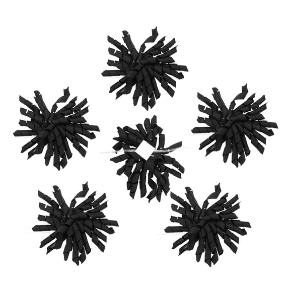 Uxcell 4" Curly Bows for Gift Wrapping, 6Pcs Self Adhesive Twist Tie Grosgrain Ribbon Bow for Treat Bag Christmas Birthday Gift Box Party Favors Decor, Black