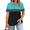 Turquoise & Black Color Block, variant on Plus Size Shirts for Women Loose Short Sleeve Summer Colorblock Tunics Cute Collared Tops Black & Grey Color Block XL