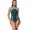 green, variant on Beautyin Women One-piece Sports Swimwear Colorblock Front Zipper Design Quick Dry Swimsuit Racerback Sewn-in Bra Bathing Suit