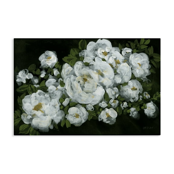 Stupell Industries Midnight Blooming Roses Botanical & Floral Painting Gallery Wrapped Canvas Art Print Wall Art, 24 x 16