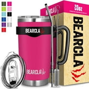 BEARCLAW Stainless Steel Vacuum Insulated 6-Piece Tumbler Set, Hot Pink 20 oz
