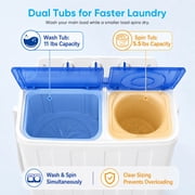 TABU 16.5lbs Portable Washing Machine, Electric Twin Tub Wash&Spin Combo,Semi-Automatic Washer,White&Blue