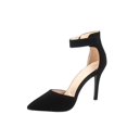thumbnail image 2 of Young-2 Women's Patent Pointy Toe Ankle Strap Zipper Stiletto Pumps Shoes (Black, 8.5), 2 of 2
