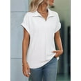 thumbnail image 5 of Blouse Women'S Short Sleeve Summer Tops Elegant Business Tunic Shirt Casual Blouses with Lapel Collar White XL, 5 of 9