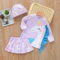 thumbnail image 3 of GYRATEDREAM Girls Swimsuits Rashguard Unicorn 2-Pieces Long Sleeve Bathing Suit with Cap 2-7 Years, 3 of 10