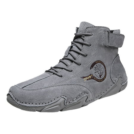 XDDST Western Boots Men New Spring and Autumn Men s Leather Shoes Korean High Top Short Boots Shoe