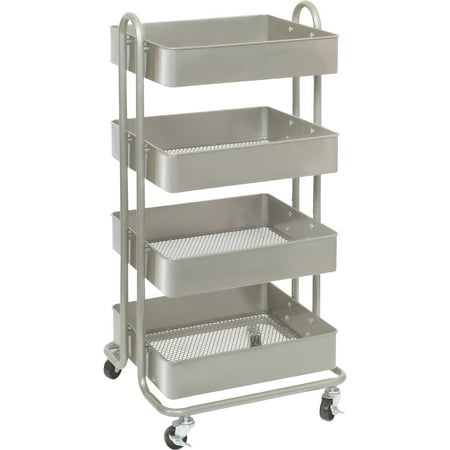 - Lorell, LLR45652, Storage Basket Cart, 1 Each, Champagne Gold