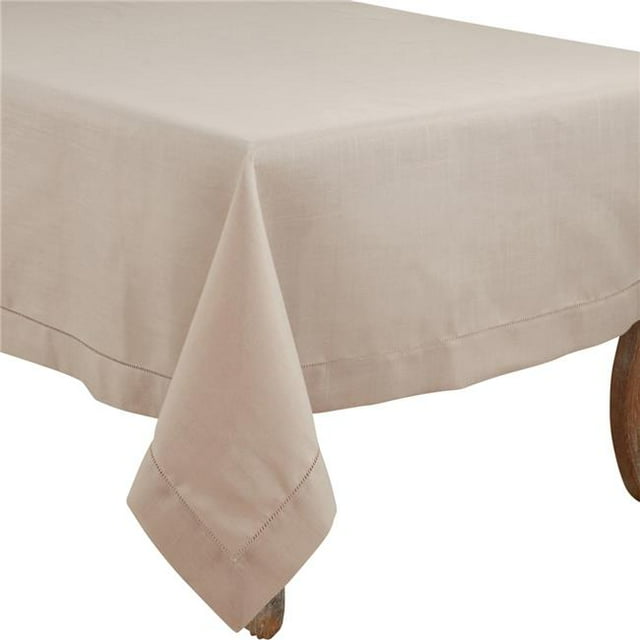 SARO 6308.T60S 60 x 60 in. Rochester Collection Tablecloth with Hemstitched Border Taupe
