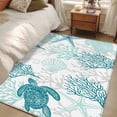 thumbnail image 4 of 2.7'x5' Area Rugs, Turquoise Coastal Indoor Outdoor Area Rug for Living Room Bedroom, Sea Turtle Nautical Coral Summer Beach Washable Bathroom Rugs Kitchen Floor Carpet Mats Home Decor Aesthetic, 4 of 8