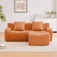 thumbnail image 3 of L - Shaped Teddy Fabric 2 - Boneless Sofa, No Assembly Required Curved Armrest, Streamlined Design Design, 32D High Density Sponge Living Rooms Rest Areas Bedroom, Orange, 3 of 13