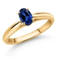 thumbnail image 2 of Gem Stone King 0.60 Ct Oval Blue Created Sapphire 10K Yellow Gold Solitaire Engagement Ring, 2 of 4