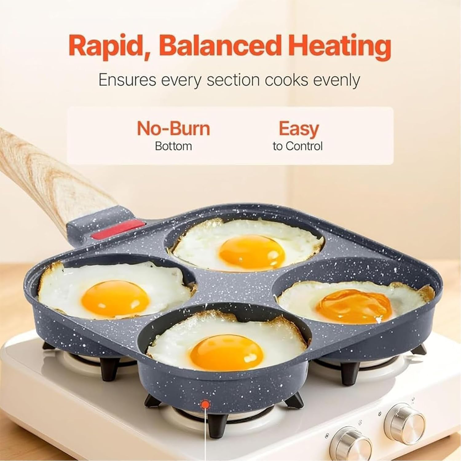 Diameleo Nonstick Aluminum Frying Pans with Wooden Handle, Black