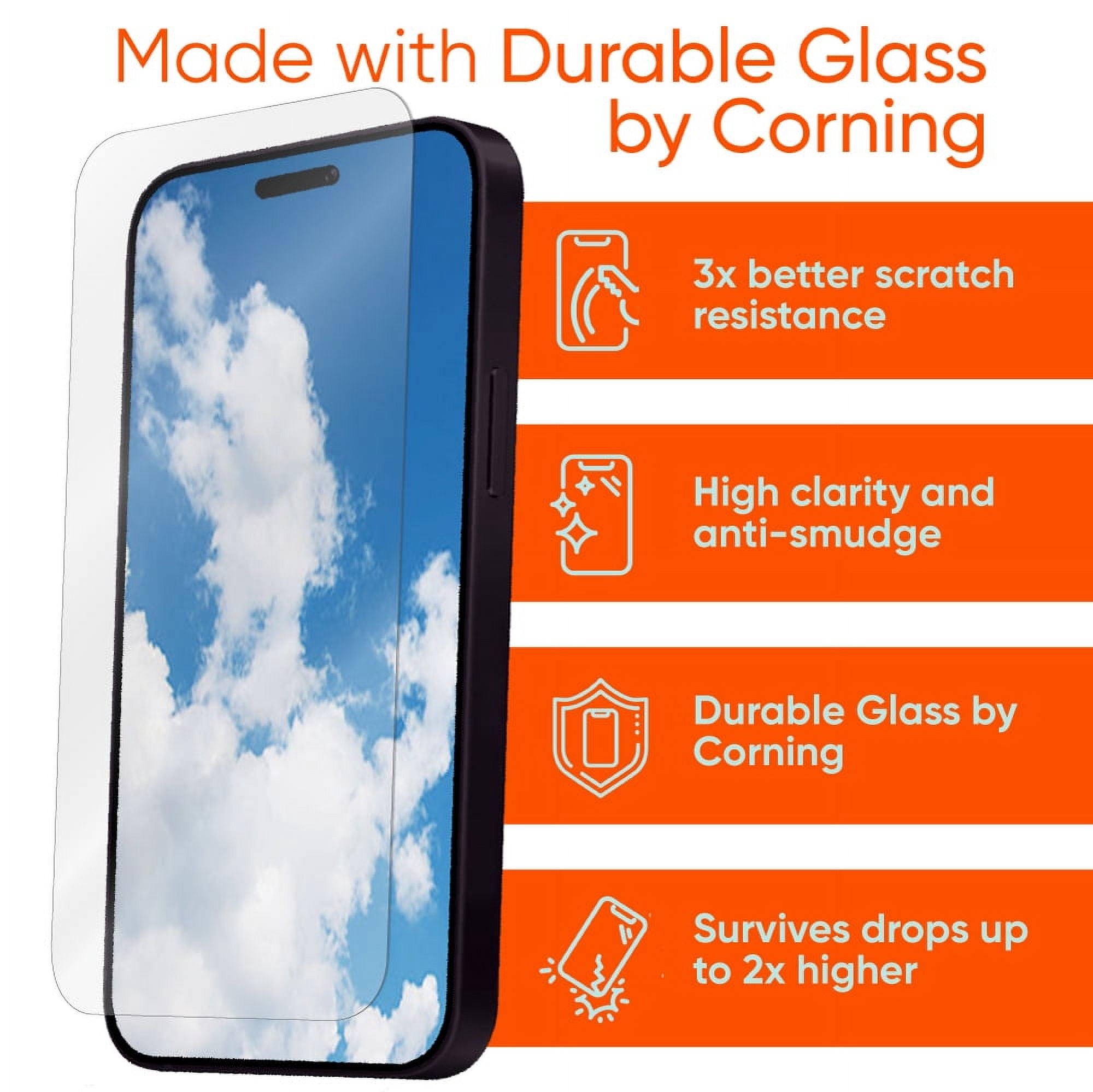 onn. Corning Glass Screen Protector for iPhone 15 Pro Max