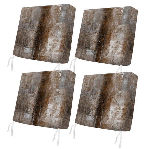Outdoor Patio Cushion Covers 4 Pack Brown Paint Patio Chair Cushion Covers with Ties and Zipper Abstract Art Graffiti Waterproof Outdoor Seat Cushion Covers for Patio Furniture 22"x20"