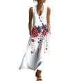 thumbnail image 3 of VBVC Women's Floral V-Neck Sleeveless Maxi Dress,Button Detail Loose Flowy Dress For Women,Ladies' Casual Patriotic Summer Sundress with Pockets,Multicolor,S-3XL, 3 of 8