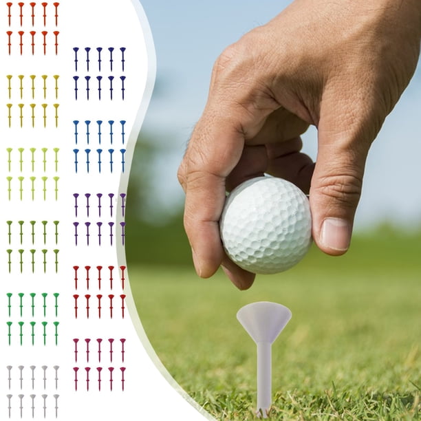 Pack de 10 clavos no limitantes de vidrio de golf – Soporte de plástico para tees de golf, PE de baja resistencia, diseño curvo duradero, soporte estable para la bola, surtido multicolor