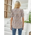 thumbnail image 5 of Womens Tunic Tops V Neck Shirts Short Sleeve Summer Puff Pleated Casual Blouses Puff Pleated Work Blouse Fashion Tops, 5 of 9