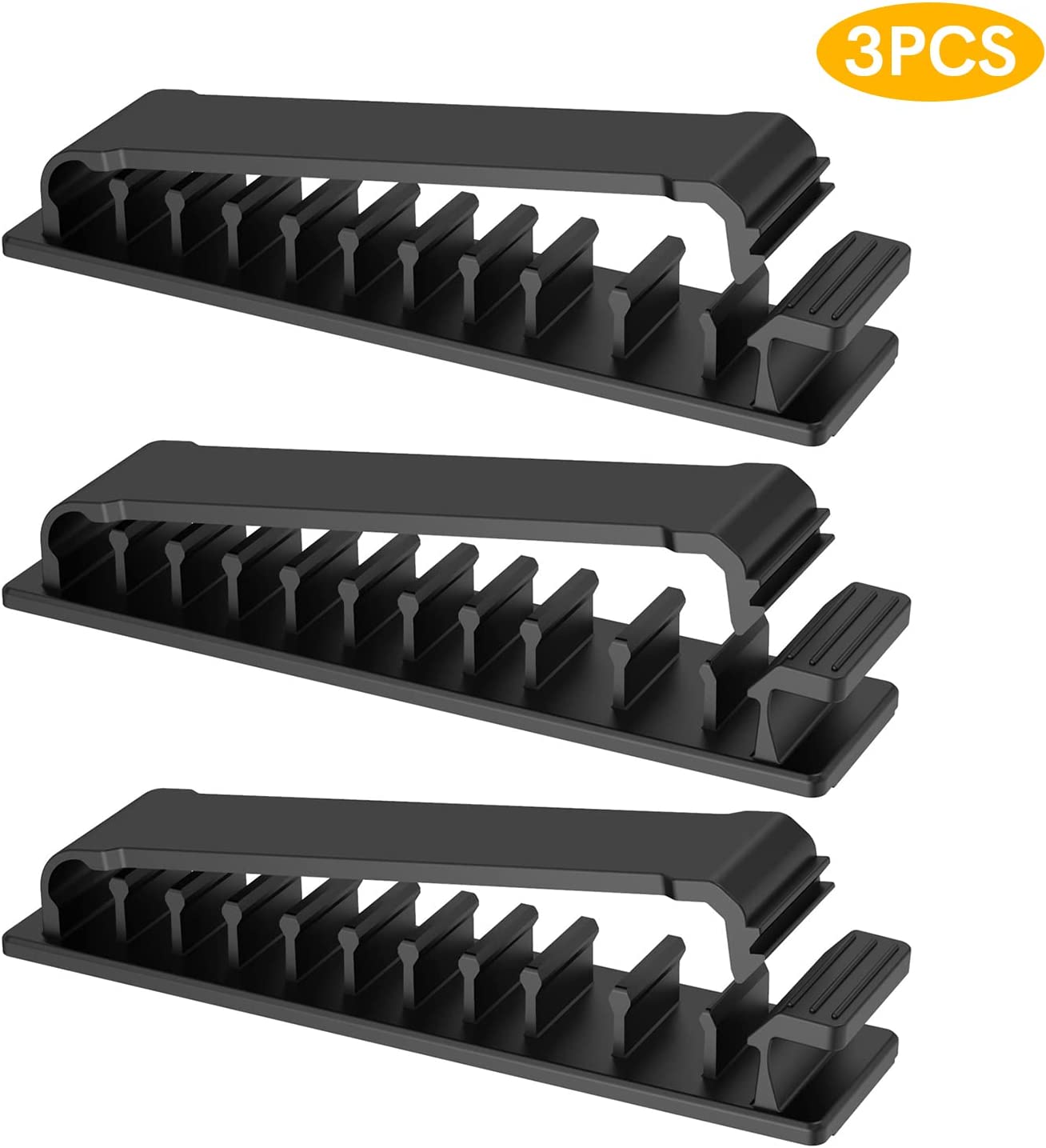 Klein Tools 3-Slot Self-Adhesive Cable Mounting Clips, 10-Pack 450-410
