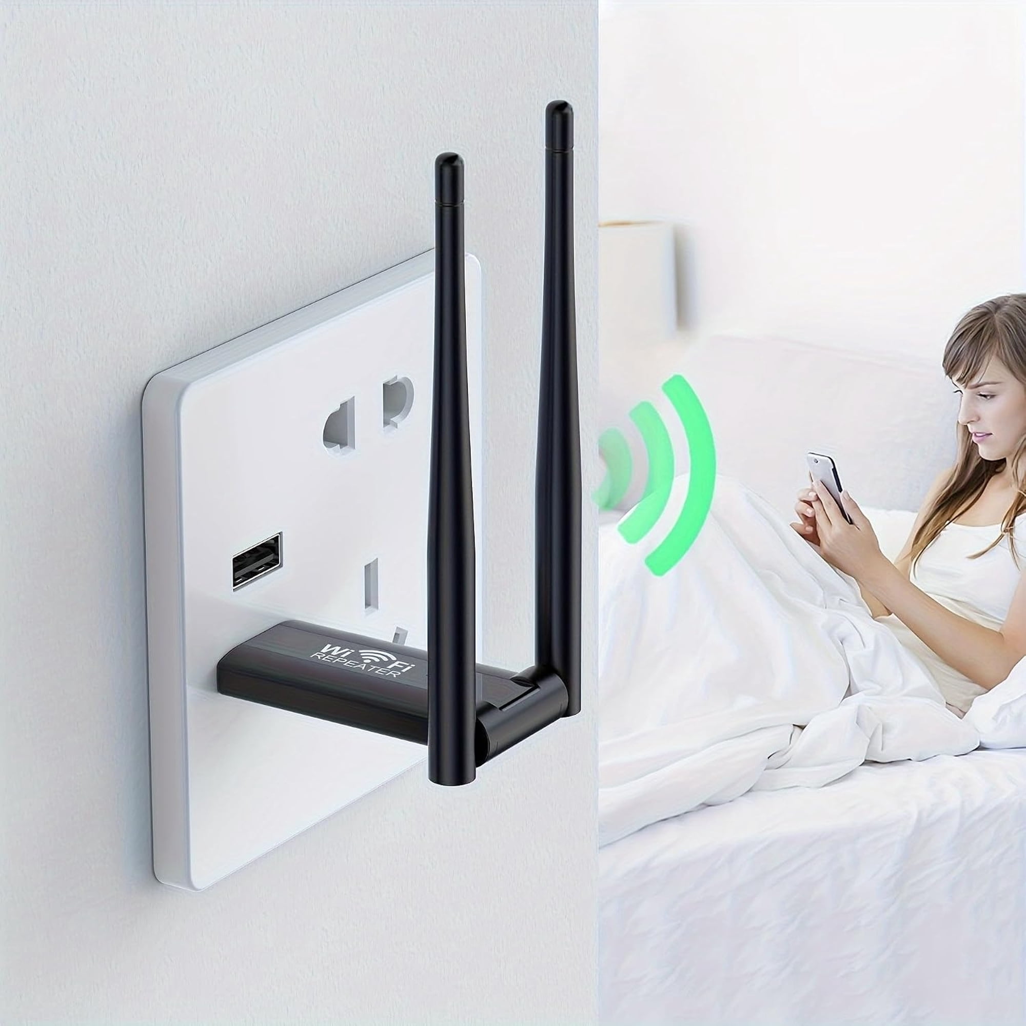 Wireless Wifi Signal Amplifier, Usb-Powered Portable Wifi Booster Repeater for Computers, Office & Indoor Use, Single Band 2.4Ghz