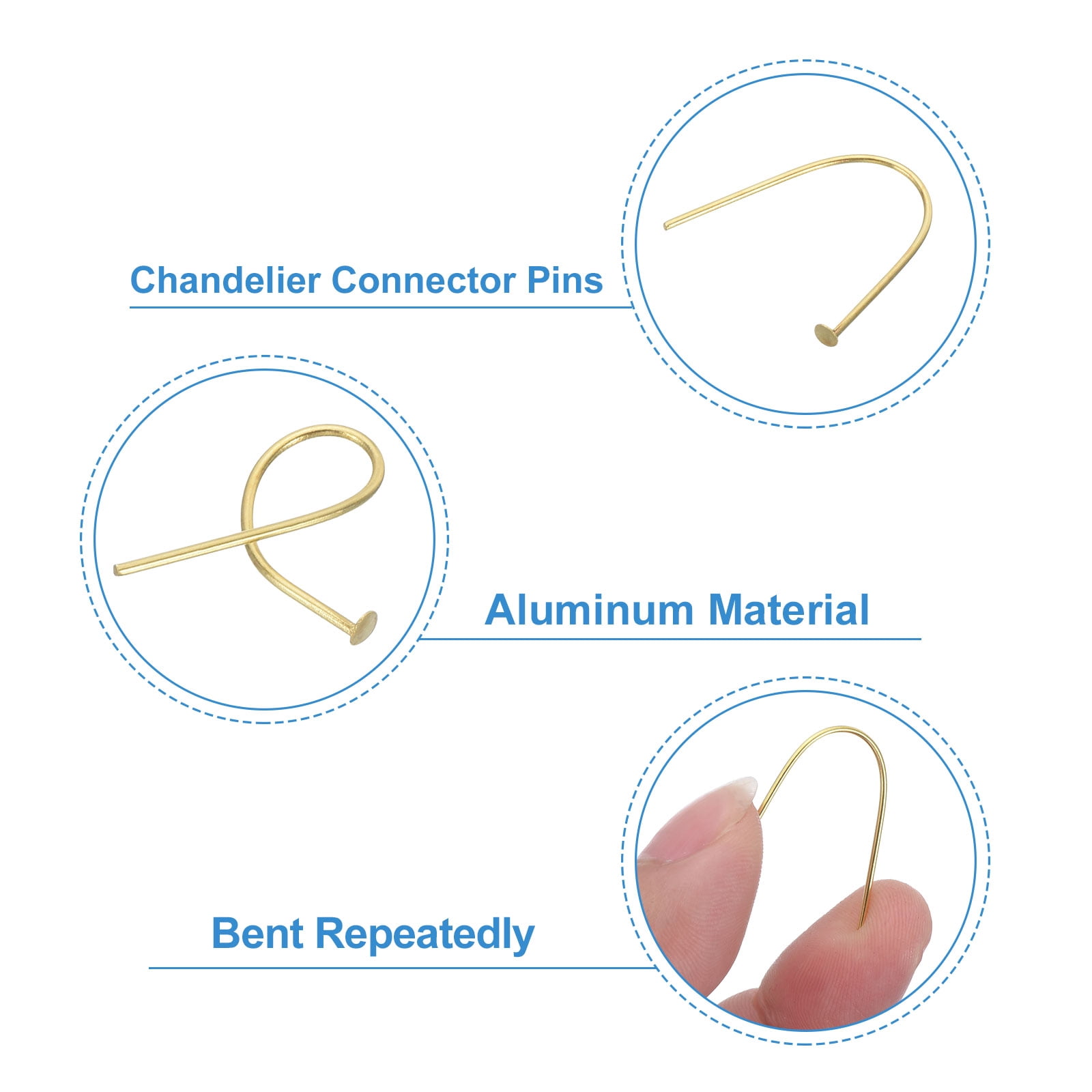 Unique Bargains Chandelier Connector Clip Pins for Fastening Suncatcher Crystals Gold 4cm