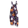 thumbnail image 2 of Womens Halloween Linen Overalls Casual Wide Leg Floral Print Loose Fit Jumpsuits Boho Bib Pants, 2 of 6