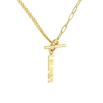 Personalized Planet Women's Mixed Chain Vertical Name Toggle Necklace