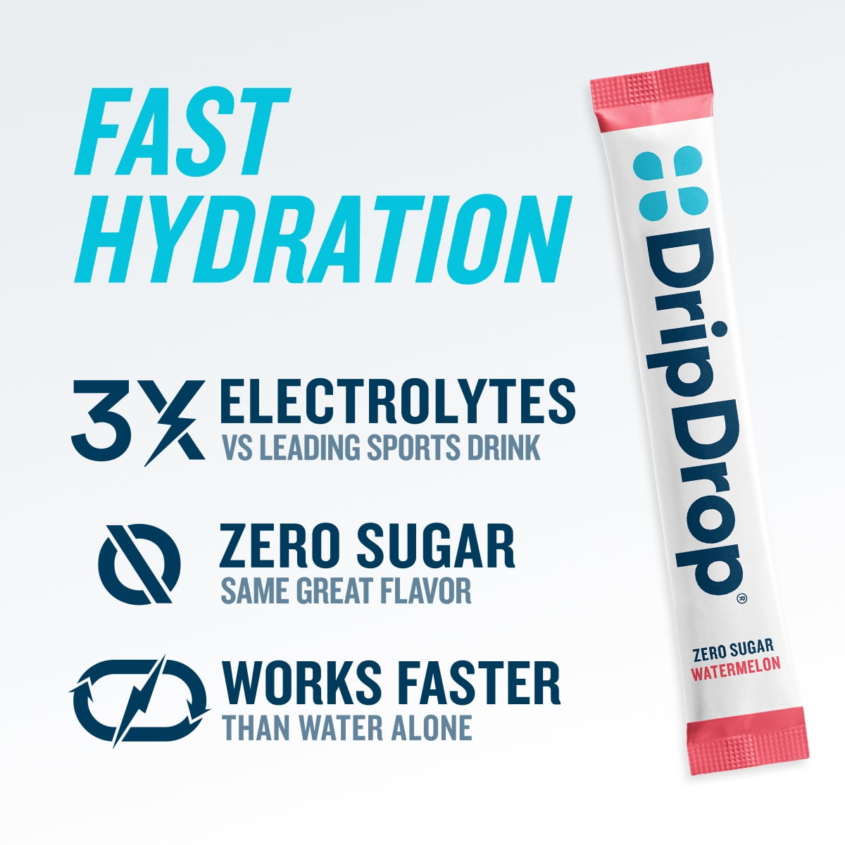 (8 pack) DripDrop Zero Sugar Fast Hydration - Watermelon, Lemon Lime, Peach, and Passion Fruit Electrolyte Powder Drink Mix, 8 Count