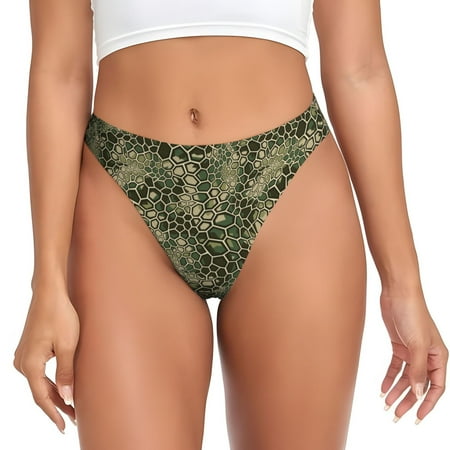 Thongs for Women - Modern Snake Print Green No Show Seamless Womens Thongs Underwear  Stretch G String Thongs for Women  Ladies Breathable Kawaii Thong Bikini Panties Briefs