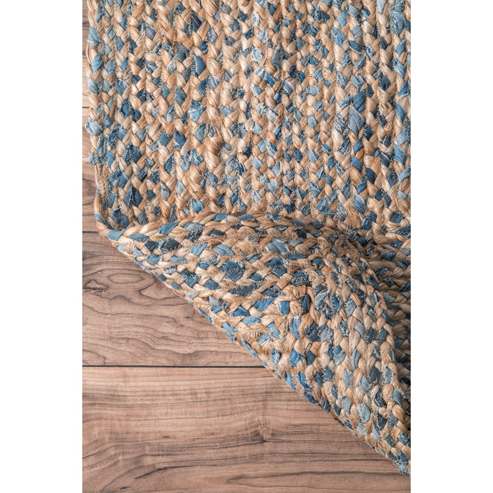 nuLOOM Eliz Hand Braided Jute Runner Rug, 2' 6" x 8', Blue