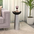 thumbnail image 2 of Tall Modern Accent Table with Silver Hammered Metal Base and Black Bowl Top – Sculptural Round Side Table for Living Room, Bedroom, or Entryway, 2 of 7