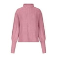 thumbnail image 4 of Voncos Fall Sweater for Women Warm Winter Cable Knit Sweater Crewneck Long Sleeve Tunic Tops Pink XL, 4 of 6
