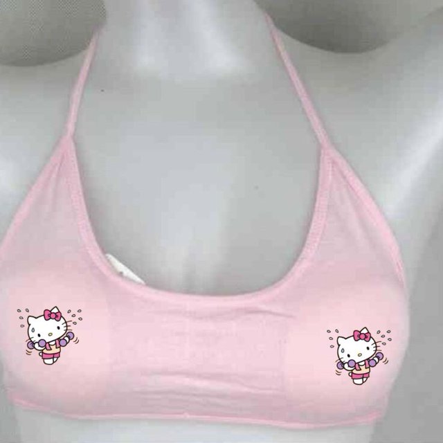 Camiseta de algodón puro con tirantes de encaje de Hello Kitty, ropa interior de Anime, Melody Kuromi, sujetador con almohadilla para el pecho, camiseta de fondo, regalos